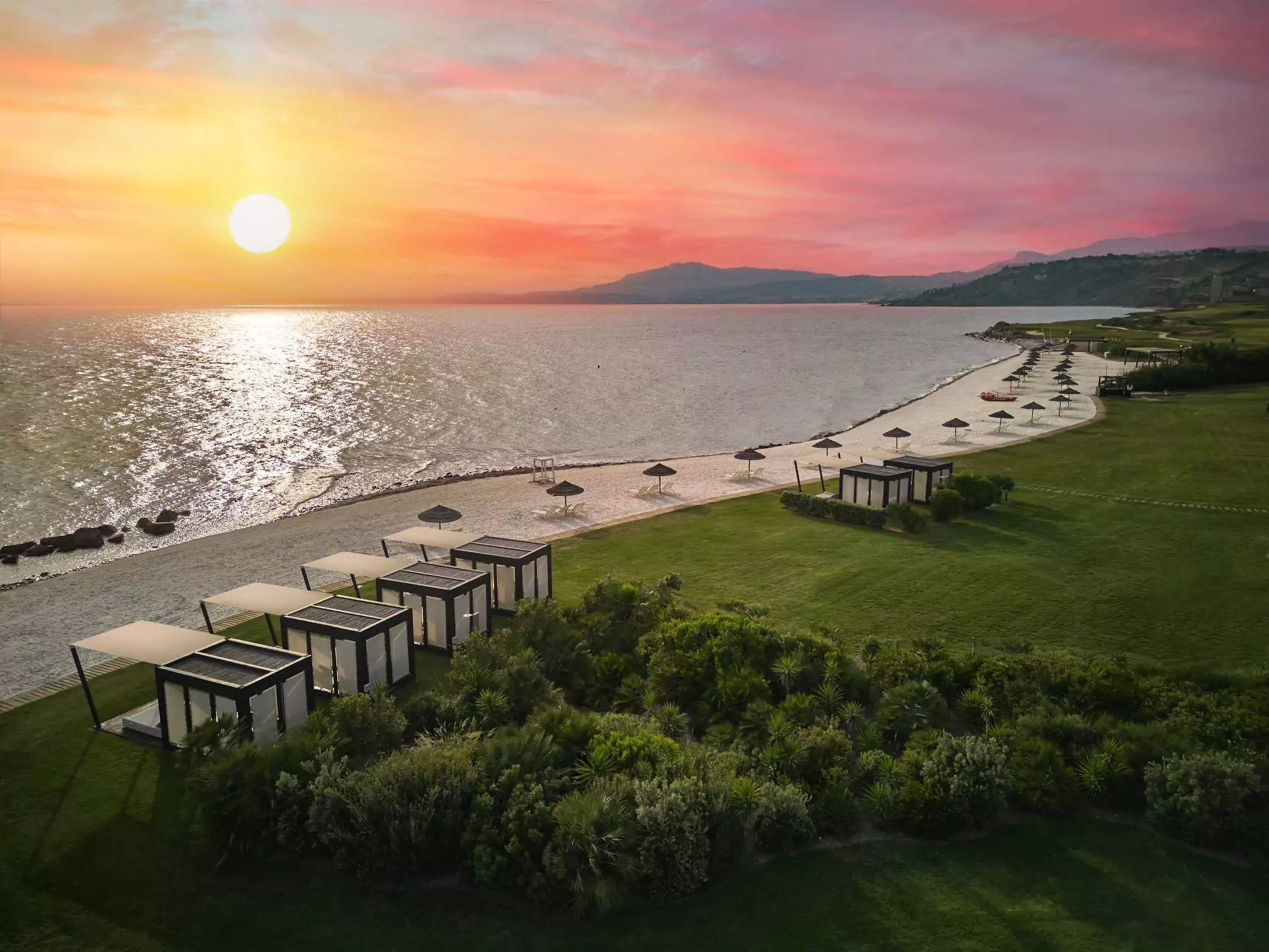 Golf in Italy at sunset